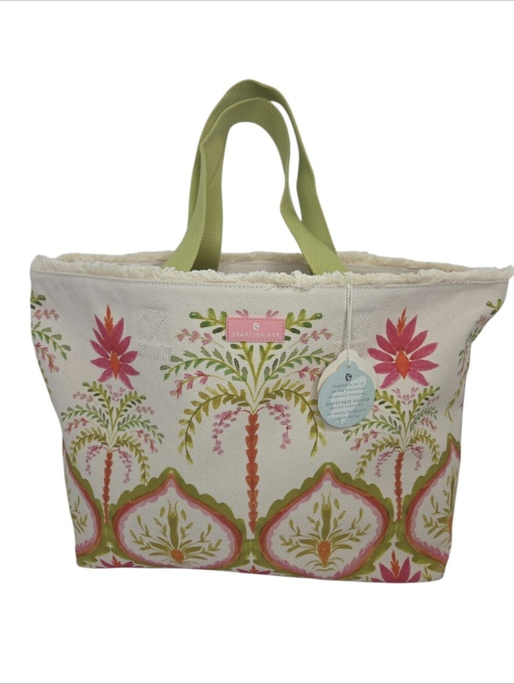 Spartina 449 Oversize Canvas Beach Bag Tote Castillo Floral Palms NEW